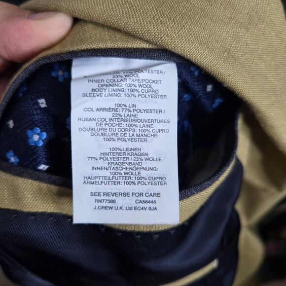 J. Crew Men's Blazer Size 44L Ludlow Baird McNutt Irish Linen Unstructured - Picture 6 of 6